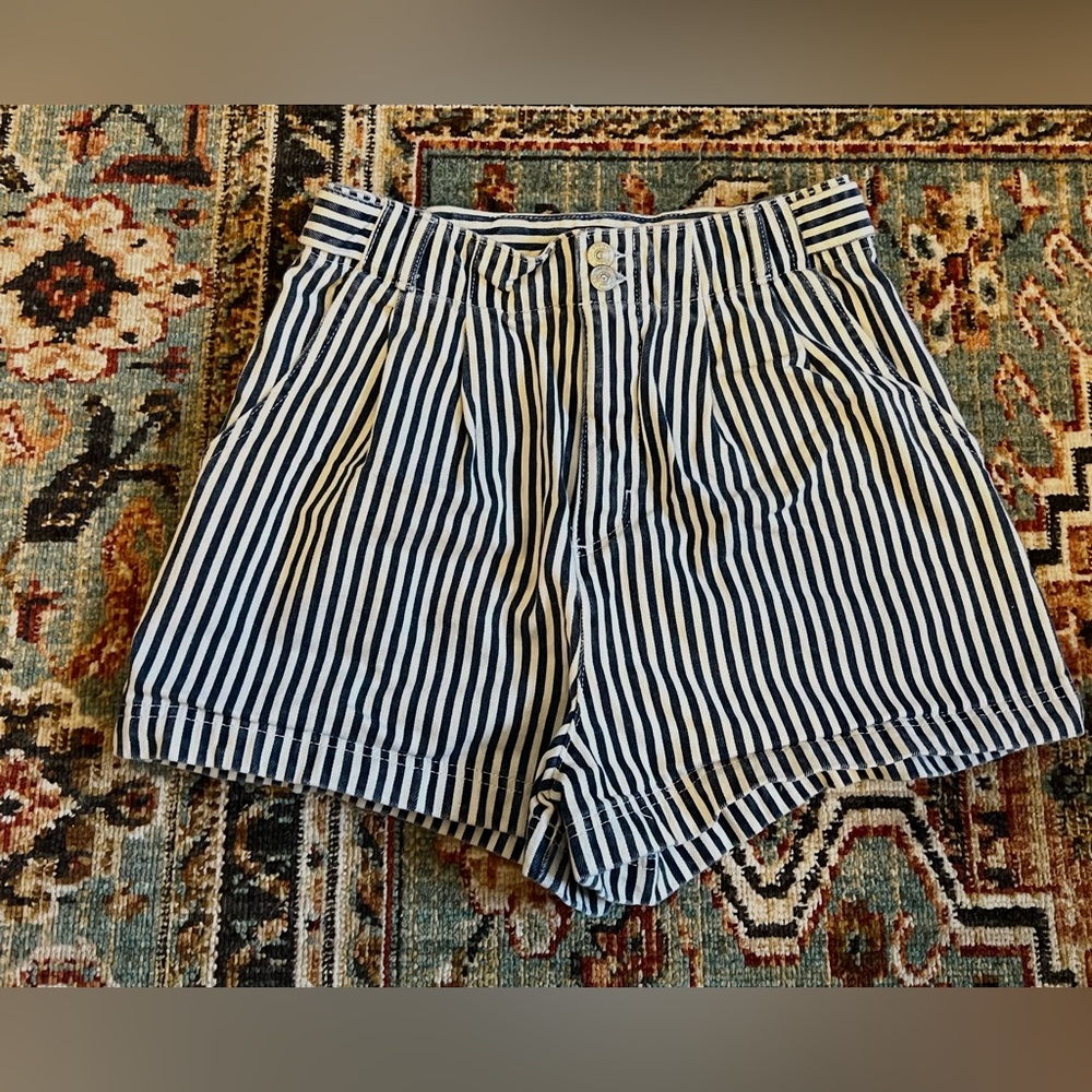 BDG Black and White Striped High Waist Shorts